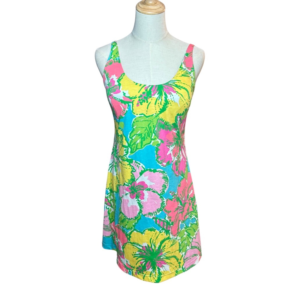 Lilly Pulitzer Dress Midi Sz M Floral Big Flirt Tie Back vacation beach resort